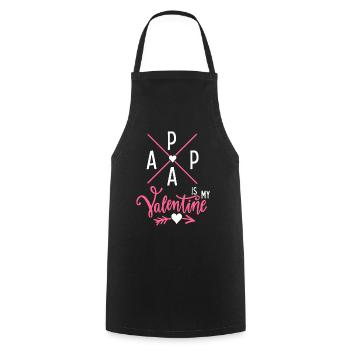 Papa-est-mon-Valentin, papa-est-mon-Valentin - Tablier de cuisine - noir - Devant - AI Model Male 185 dark (185cm)