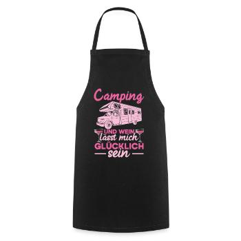 Camping Und Wein Lässt Mich Glücklich Sein Frauen - Kochschürze - Schwarz - Vorne - AI Model Male 185 dark (185cm)