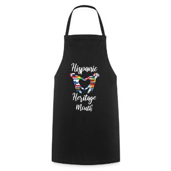 Drapeaux Hand Heart Mois du patrimoine hispanique - Tablier de cuisine - noir - Devant - AI Model Male 185 dark (185cm)