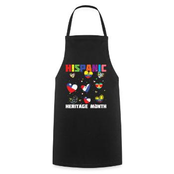 Love Flag Hearts Race Mois du patrimoine hispanique - Tablier de cuisine - noir - Devant - AI Model Male 185 dark (185cm)