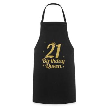 Birthday Queen 21 - Cooking Apron - black - Front - AI Model Male 185 dark (185cm)