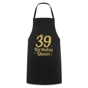 Birthday Queen 39 - Cooking Apron - black - Front - AI Model Male 185 dark (185cm)