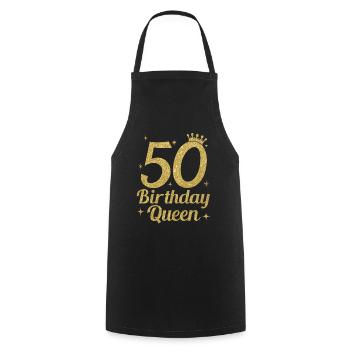 Birthday Queen 50 - Cooking Apron - black - Front - AI Model Male 185 dark (185cm)