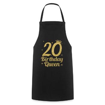 Birthday Queen 20 - Kochschürze - Schwarz - Vorne - AI Model Male 185 dark (185cm)
