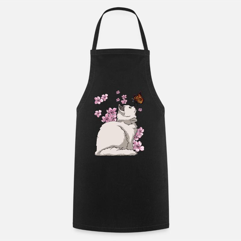Japanese Cherry Blossom Katze - Kochschürze - Schwarz