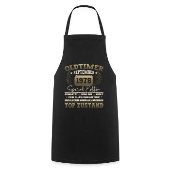 Oldtimer September 1978 44th birthday Geschen - Cooking Apron - black - Front - AI Model Male 185 dark (185cm)