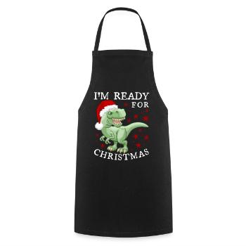 Dinosaurier Weihnachten lustiger Spruch - Kochschürze - Schwarz - Vorne - AI Model Male 185 dark (185cm)