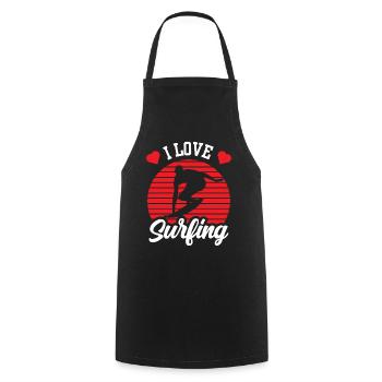 I love Surfing Surfer Surfboard - Cooking Apron - black - Front - AI Model Male 185 dark (185cm)