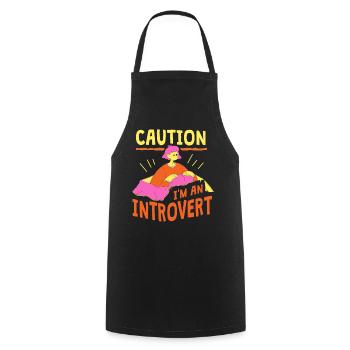 Attention Je suis un introverti timide - Tablier de cuisine - noir - Devant - AI Model Male 185 dark (185cm)