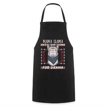 Mama-Lama, Mama-Llama, No-Drama, dicton drôle - Tablier de cuisine - noir - Devant - AI Model Male 185 dark (185cm)