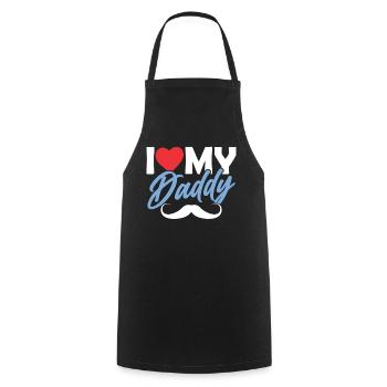 J’aime Mon Papa Papa Père Père Fête des Pères - Tablier de cuisine - noir - Devant - AI Model Male 185 dark (185cm)