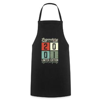 Légendaire depuis 2001 21ème anniversaire cadeau hommes - Tablier de cuisine - noir - Devant - AI Model Male 185 dark (185cm)