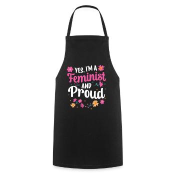 Yes I am a feminist and proud of women - Cooking Apron - black - Front - AI Model Male 185 dark (185cm)