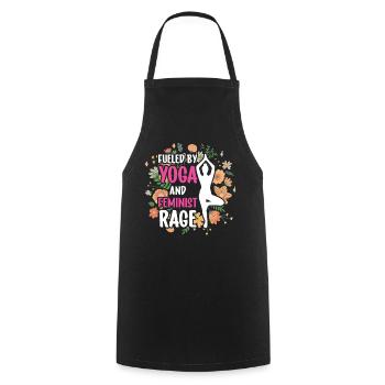 Driven by yoga and feminist anger women - Cooking Apron - black - Front - AI Model Male 185 dark (185cm)