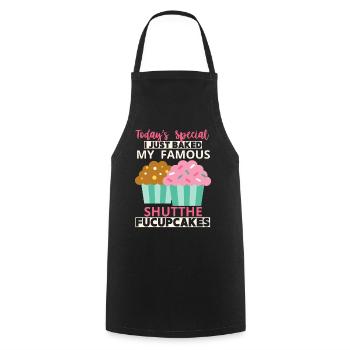 Cupcakes, funny saying Shutthefucupcakes - Cooking Apron - black - Front - AI Model Male 185 dark (185cm)