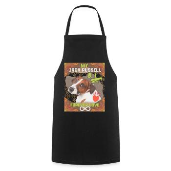 Jack Russell Terrier, saying - Cooking Apron - black - Front - AI Model Male 185 dark (185cm)