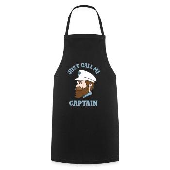 Just call me captain boating boat ship - Cooking Apron - black - Front - AI Model Male 185 dark (185cm)