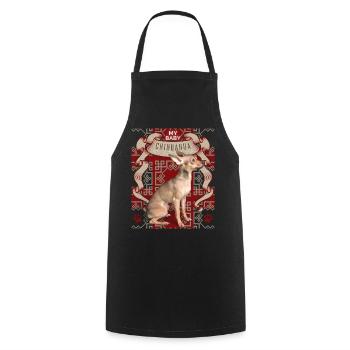 Chihuahua, dicton drôle - Tablier de cuisine - noir - Devant - AI Model Male 185 dark (185cm)