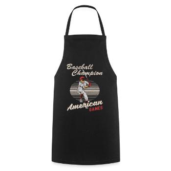 Baseball Champion Batter US Sport Gift - Tablier de cuisine - noir - Devant - AI Model Male 185 dark (185cm)