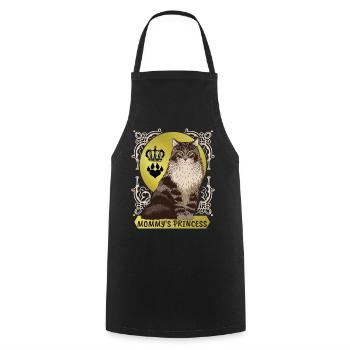 Princesse Chat, Style Vintage, Maman Princesse - Tablier de cuisine - noir - Devant - AI Model Male 185 dark (185cm)
