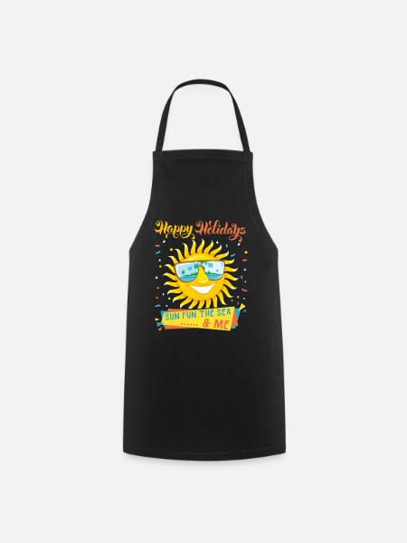 Vacances à la mer, vacances, soleil qui rit, dire - Tablier de cuisine - noir