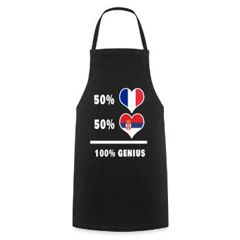 La France et la Serbie génie / cadeau - Tablier de cuisine - noir - Devant - AI Model Male 185 dark (185cm)