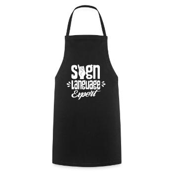 Sign Language Expert Gestures Signs Awareness - Cooking Apron - black - Front - AI Model Male 185 dark (185cm)
