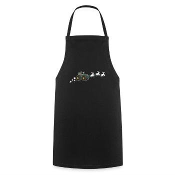 Tractor Santa Claus Sleigh - Funny - Cooking Apron - black - Front - AI Model Male 185 dark (185cm)