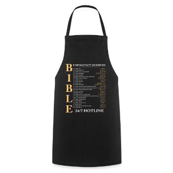 Bible Emergency Number Jesus Christian - Kochschürze - Schwarz - Vorne - AI Model Male 185 dark (185cm)