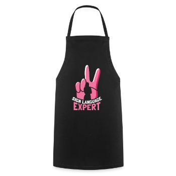 Sign Language Expert Gesture Awareness Signs - Cooking Apron - black - Front - AI Model Male 185 dark (185cm)