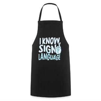 Je peux faire des gestes de conscience des signes en langue des signes - Tablier de cuisine - noir - Devant - AI Model Male 185 dark (185cm)