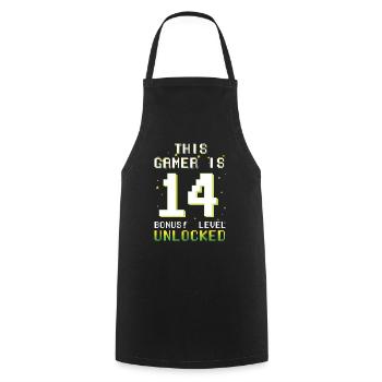 This Gamer Video Game Lover Gamer Age 14 - Cooking Apron - black - Front - AI Model Male 185 dark (185cm)
