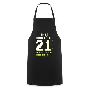This Gamer Video Game Lover Gamer Age 21 - Cooking Apron - black - Front - AI Model Male 185 dark (185cm)