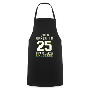 This Gamer Video Game Lover Gamer Age 25 - Cooking Apron - black - Front - AI Model Male 185 dark (185cm)
