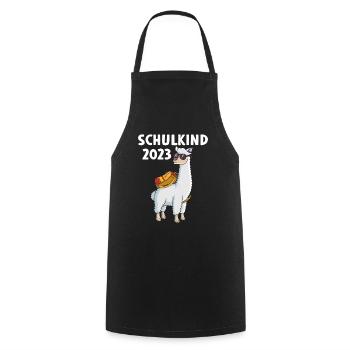 Schoolchild 2023 Lama Start of school Alpaca - Cooking Apron - black - Front - AI Model Male 185 dark (185cm)