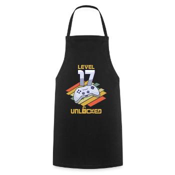 Retro Video Game Lover Age 17 Level Unlocked - Kochschürze - Schwarz - Vorne - AI Model Male 185 dark (185cm)