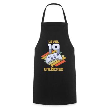 Retro Video Game Lover Age 19 Level Unlocked - Kochschürze - Schwarz - Vorne - AI Model Male 185 dark (185cm)