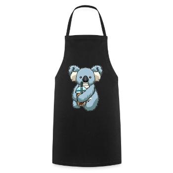 Koala drinks bubble tea - Cooking Apron - black - Front - AI Model Male 185 dark (185cm)