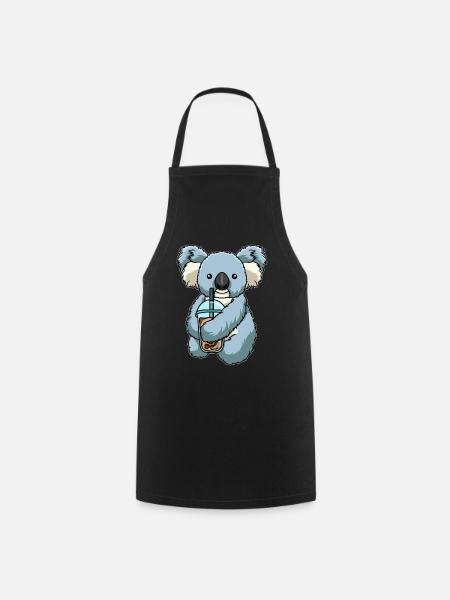 Koala trinkt Bubble Tea - Kochschürze - Schwarz