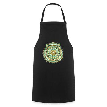Mandala Hedgehog Geometry Pattern - Cooking Apron - black - Front - AI Model Male 185 dark (185cm)