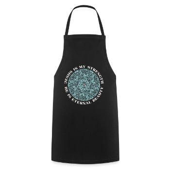 Jesus-Spruch, Jesus Christus, Vintage-Mandala - Kochschürze - Schwarz - Vorne - AI Model Male 185 dark (185cm)