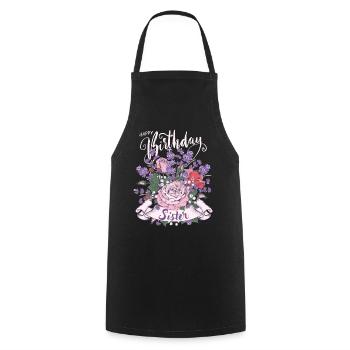 Joyeux anniversaire Sœur, Sœur Sœur Anniversaire - Tablier de cuisine - noir - Devant - AI Model Male 185 dark (185cm)