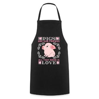 Pig, pig-piglet, funny saying with piglet - Cooking Apron - black - Front - AI Model Male 185 dark (185cm)