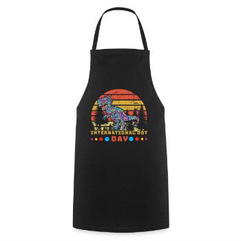 Vintage Raptor Colorful International Dot Day - Cooking Apron - black - Front - AI Model Male 185 dark (185cm)