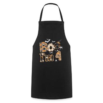 Halloween Pattern Ghost Creatures Birth Age 4 - Cooking Apron - black - Front - AI Model Male 185 dark (185cm)