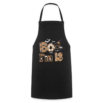 Halloween Pattern Ghost Creatures Birth Age 13 - Cooking Apron - black - Front - AI Model Male 185 dark (185cm)