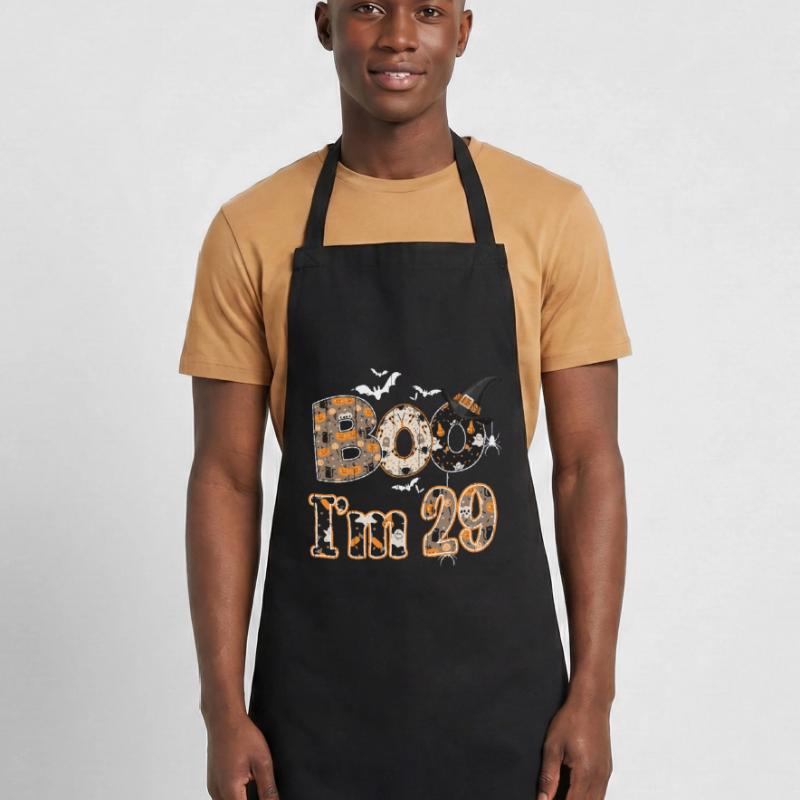 Halloween Pattern Ghost Creatures Birth Age 29 Cooking Apron