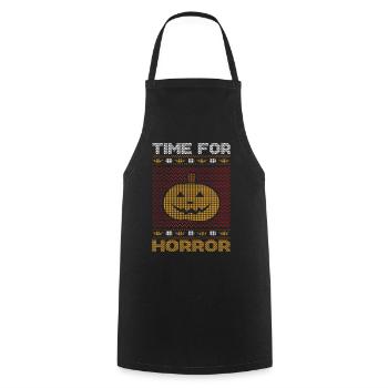 Stitch Pattern Citrouille Créature Halloween - Tablier de cuisine - noir - Devant - AI Model Male 185 dark (185cm)