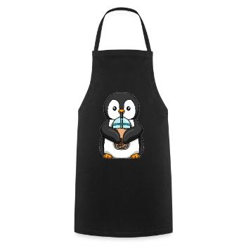 Kawaii Bubble Tea Pinguin - Kochschürze - Schwarz - Vorne - AI Model Male 185 dark (185cm)