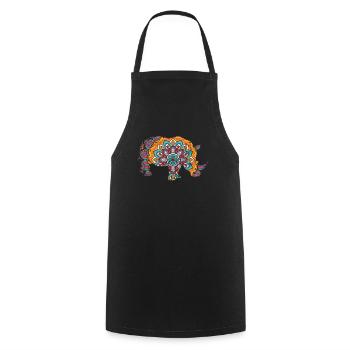 Mandala Rhinoceros Geometric Pattern - Cooking Apron - black - Front - AI Model Male 185 dark (185cm)